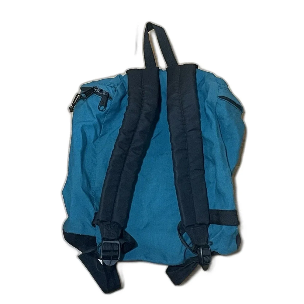 Jansport Backpack Bucket Suede Leather Bottom Green Teal Vintage 90s Zip Up USA